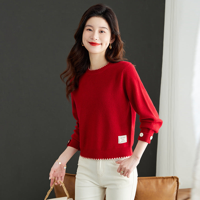 Women's Clothing Fashion Long Sleeve Loose Round Neck Sweater