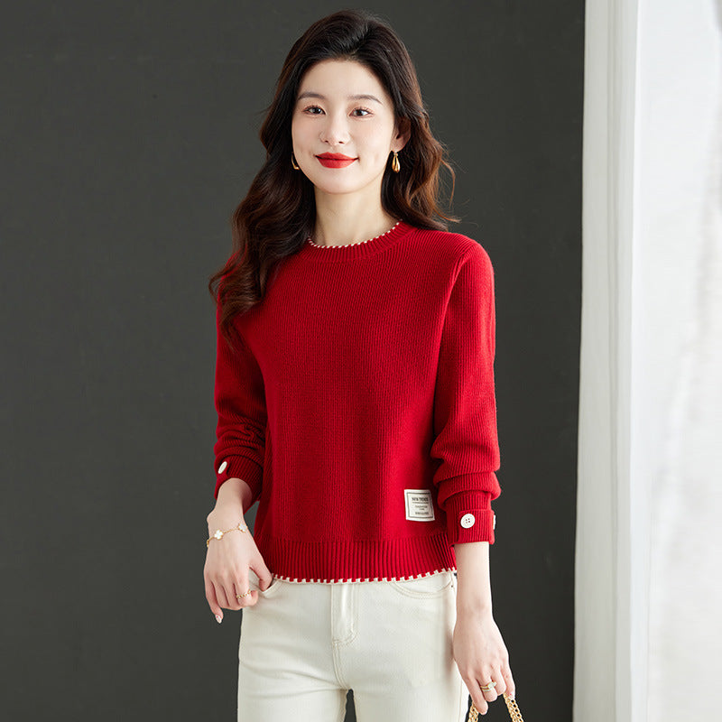 Women's Clothing Fashion Long Sleeve Loose Round Neck Sweater