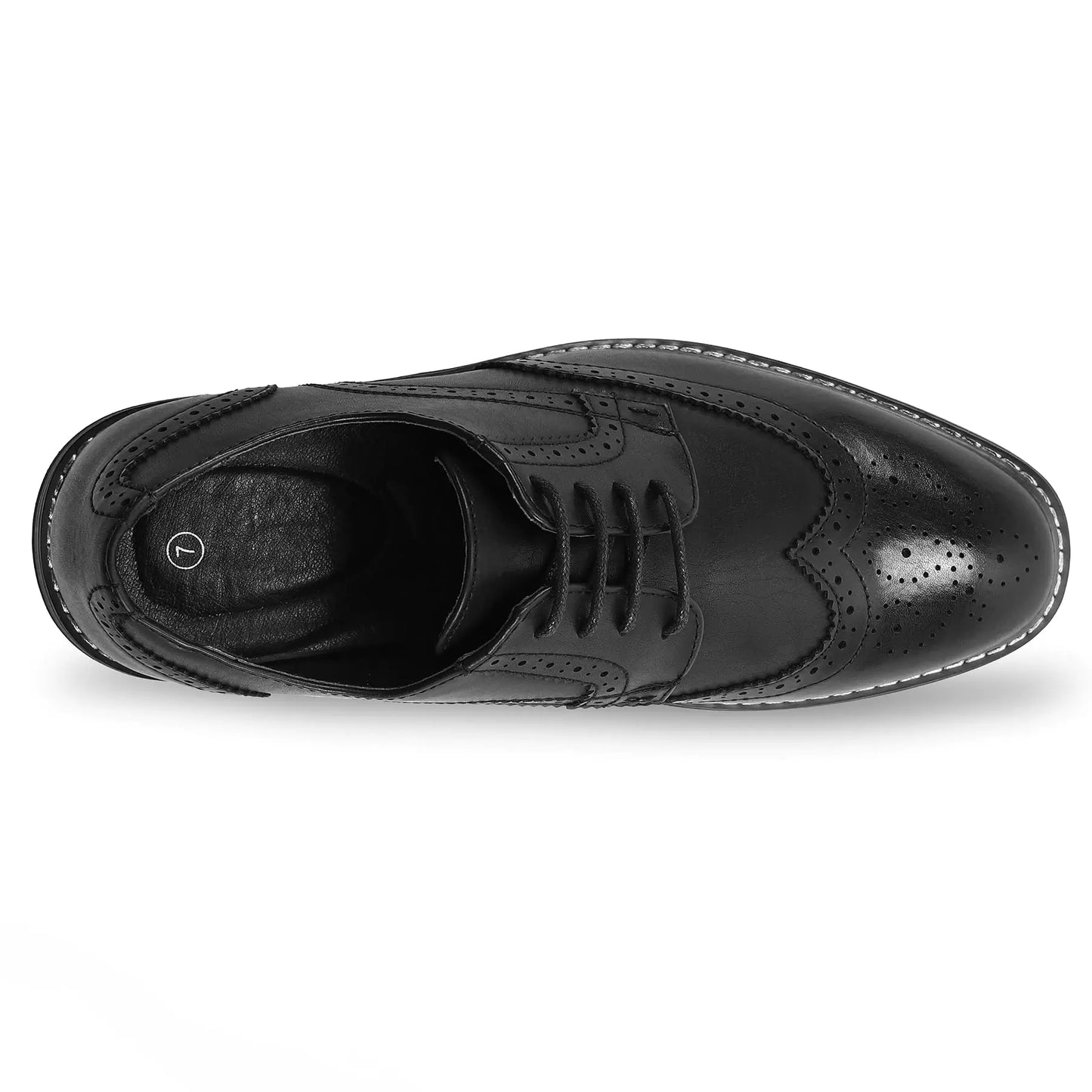 Chaussures Habillées pour Hommes, Oxford à Lacets et Bout Fleuri Largeur 13 - Couleur Noire