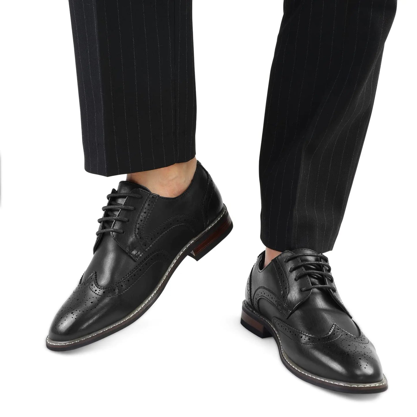 Chaussures Habillées pour Hommes, Oxford à Lacets et Bout Fleuri Largeur 13 - Couleur Noire