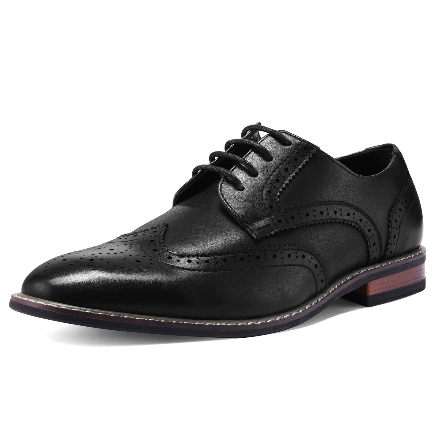 Chaussures Habillées pour Hommes, Oxford à Lacets et Bout Fleuri Largeur 13 - Couleur Noire